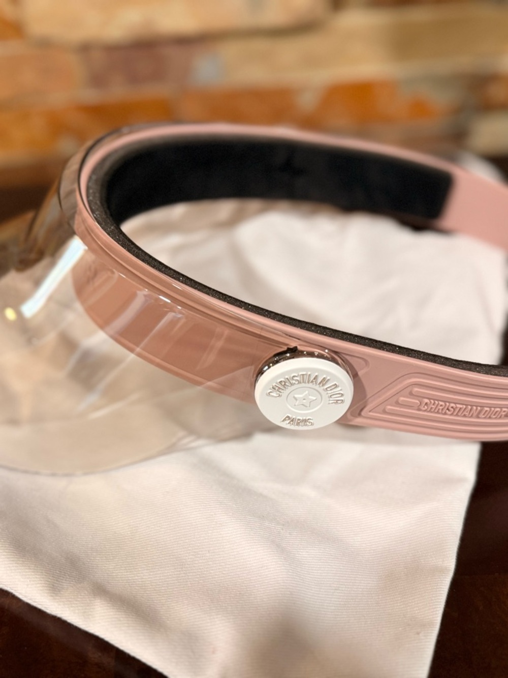 Dior Pink Transparent Logo Visor with White Emblem - Picture 9 of 12
